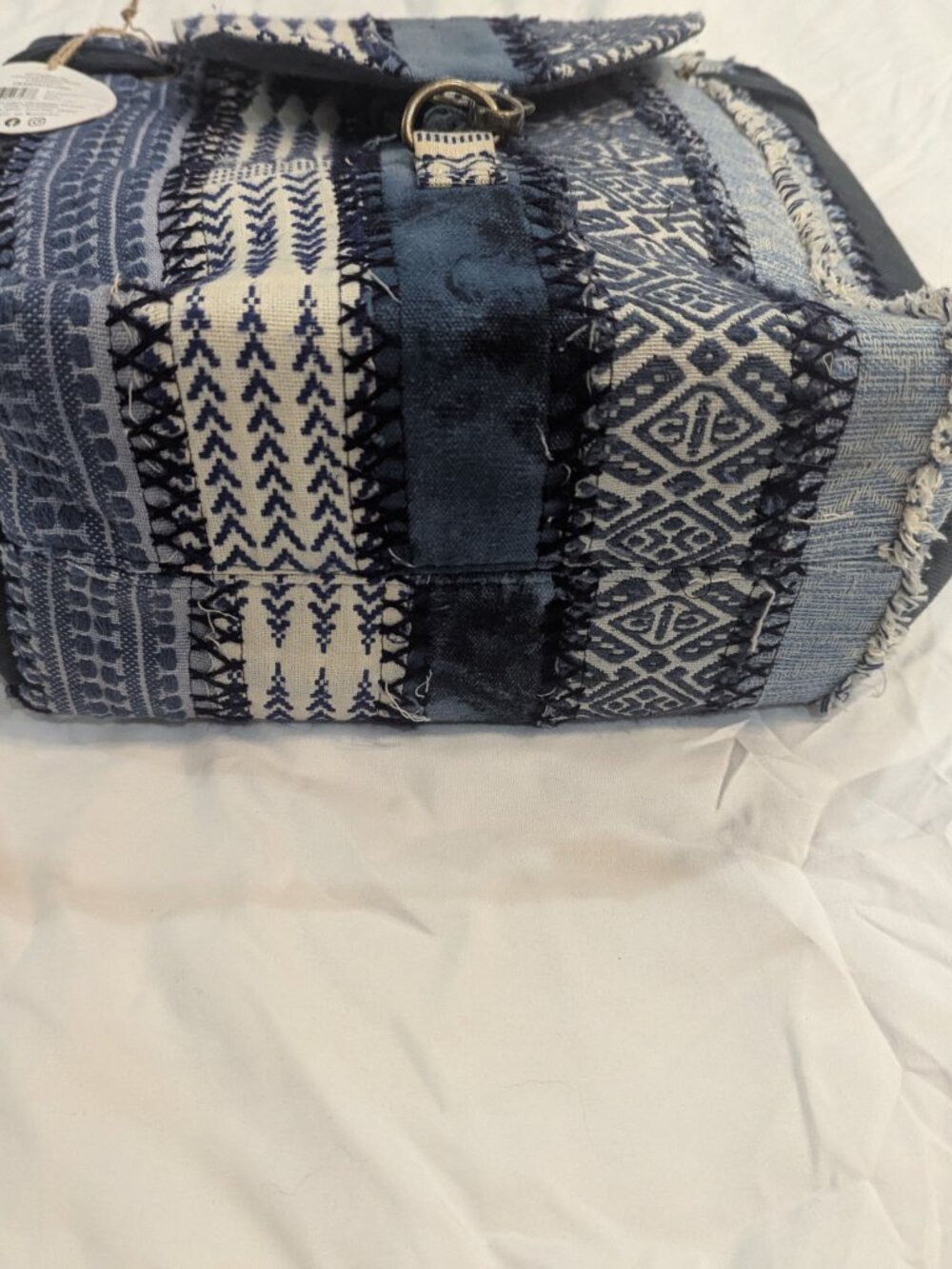 Demdaco blue patchwork backpack - Picture 2 of 6